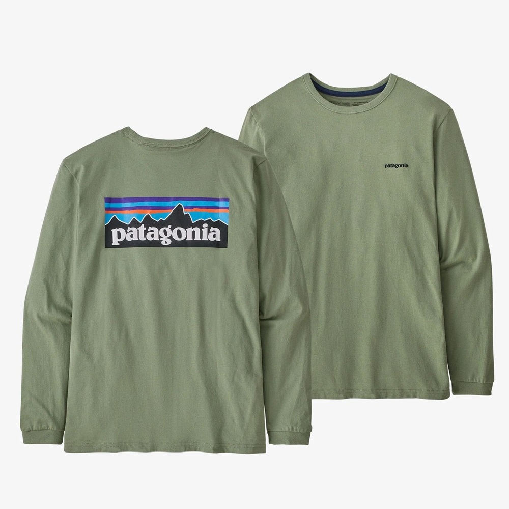 Patagonia Men's Long-Sleeved P-6 Logo Responsibili-Tee - Green - M